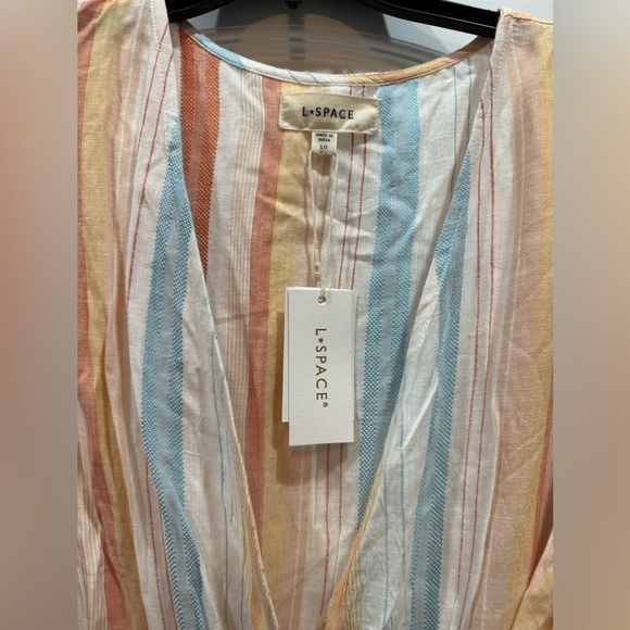 NWT $162 L*Space Kristy Dress Large Tie Soft Striped - Picture 4 of 7